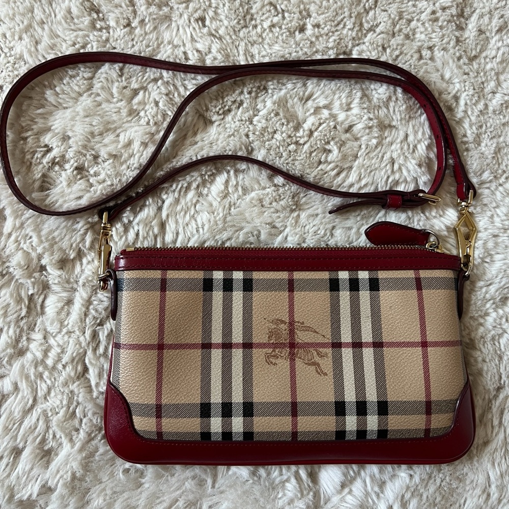 BURBERRY Crossbody Clutch Bag Military Red